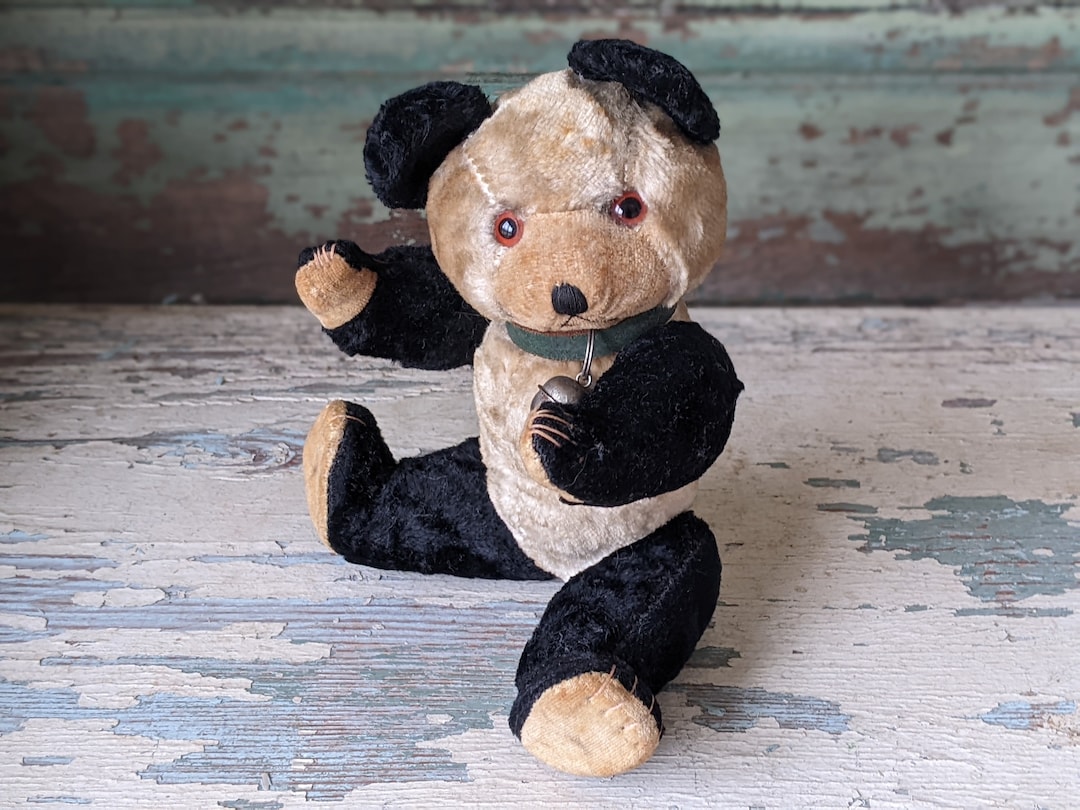 1930s Velvet Panda Bear: Jointed Straw Stuffed Antique Toy - Etsy