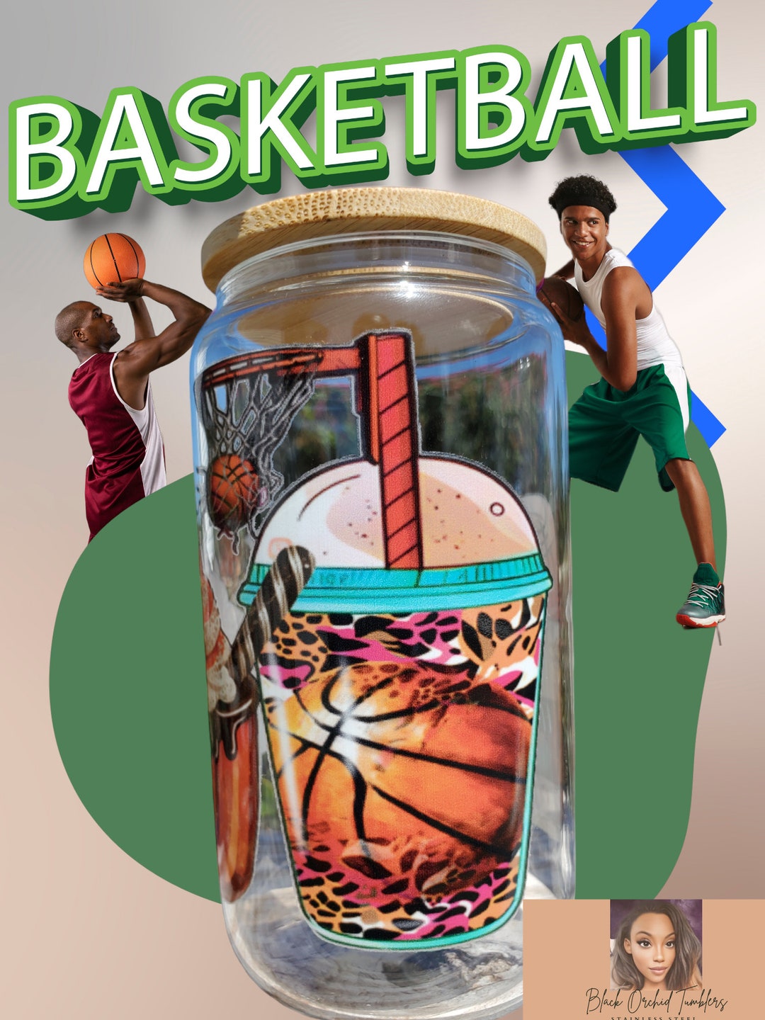 Basketball Glass Tumbler Etsy