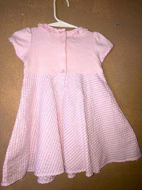 Robe Bébé Fille YOUNGLAND 6-12 Mois - Sans Manches Bordure Rose - Occasion Très Bon état