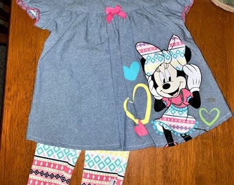 Minnie Mouse Newborn 2 piece legging set size 3-6 months New