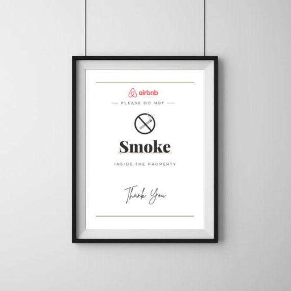 No Smoking Sign for in Home AIRBNB VRBO Short Term Rental Etsy