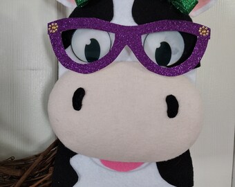 Mardi Gras Cow Wreath Attachment: Farmhouse Door Hanger, fabric wreath attachment