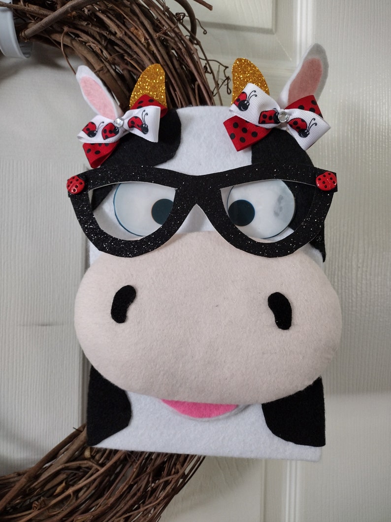 Ladybug Cow Wreath Attachment: Farmhouse Summer Decor, Fabric Wreath ...