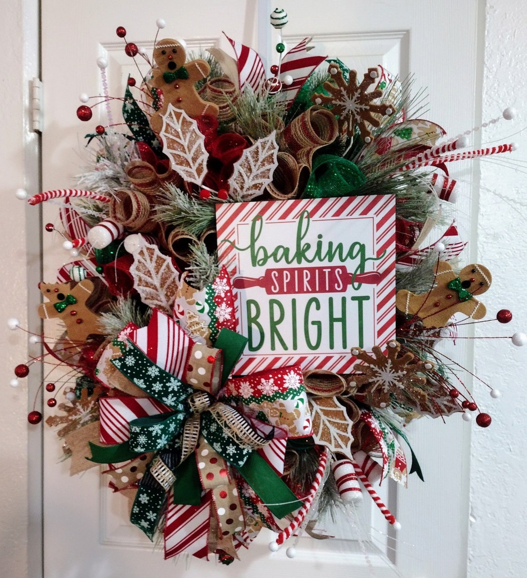 Gingerbread Christmas Wreath: Holiday Front Door Decor - Etsy