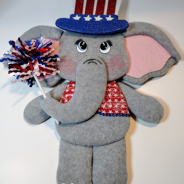 Patriotic wreath attachment, Patriotic elephant wreath attachment, fourth of July wreath attachment, patriotic wall hanging, memorial day