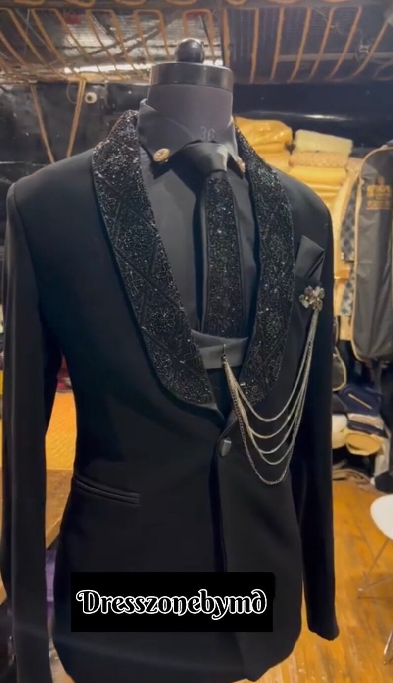 Suits for Men Classic & Luxury Embroidery Black Blazer Slim Etsy