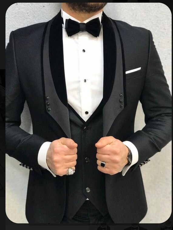 Black Men Suits. Suits Fot Men Three Piece Wedding Suit. - Etsy