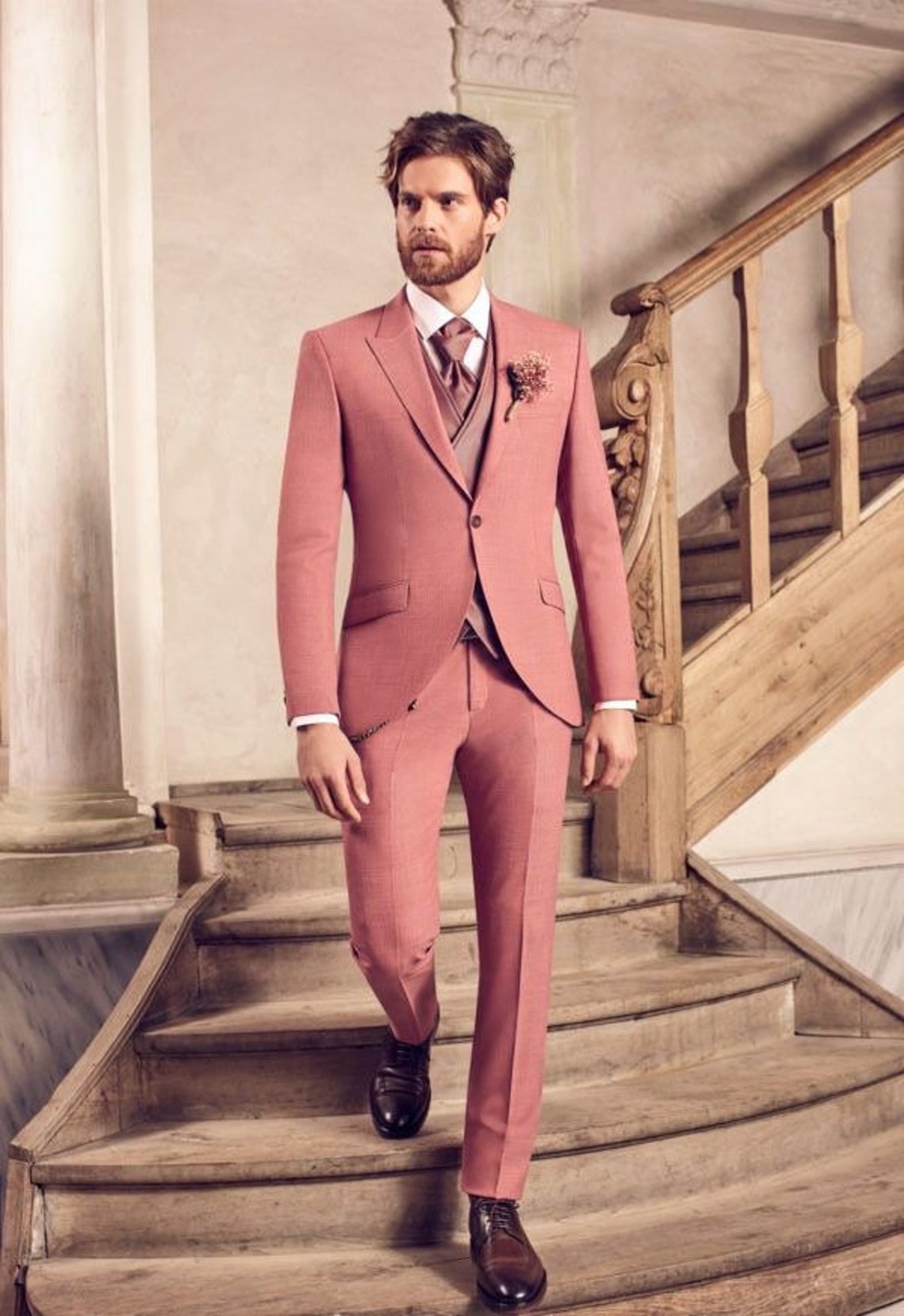 Dark Pink Men Suits Suits for Men Threepiece Wedding Suit Etsy