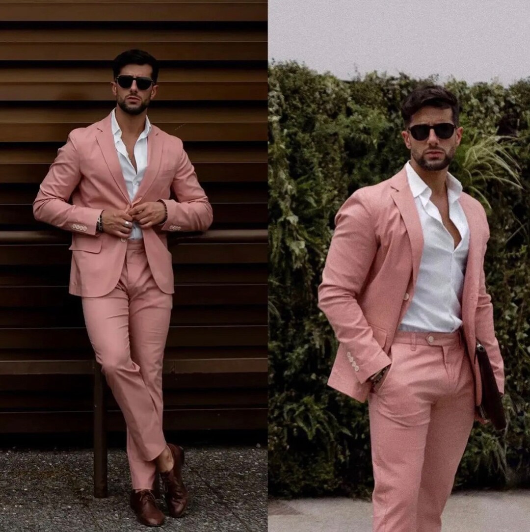 Suits for Men Pink Men Suit 2 Piece Slim Fit Suits Two Etsy