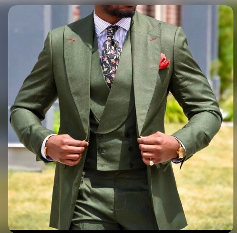 Green Men Suits Suits for Men Three-piece Wedding Suit - Etsy