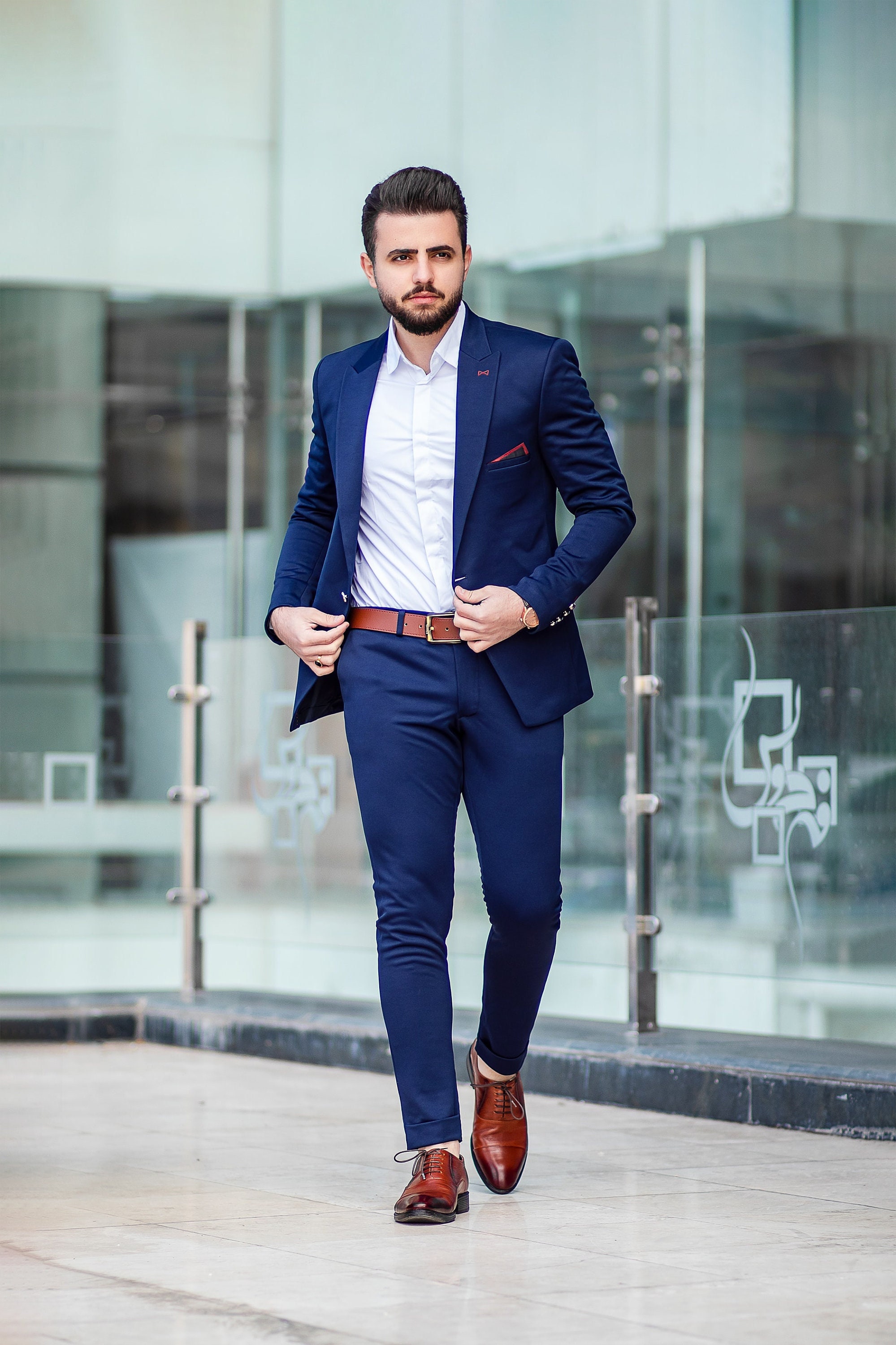 Men Suits Navy Blue 2 Piece Slim Fit Suits Formal Fashion Etsy Men Suits Navy Blue 2 Piece Slim Fit Suits Formal Fashion Etsy