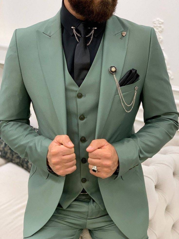 Men Suit 3 Piece, Green Suits For Men, Slim fit Suits, One Button Suits ...