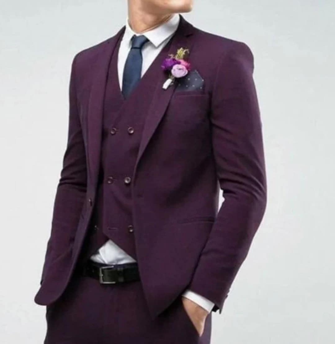 Dark Purple Suit Beach Wedding Suit Groom Wear Suit Purple Etsy