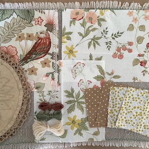 Beautiful Slow stitch bundle - fabric & lace scrapbooking - vintage - mindful sewing - inspiration fabric journaling
