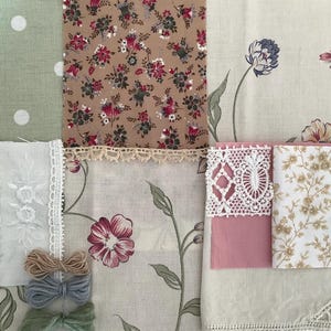 Slow stitching bundle - fabric & lace scrapbooking - vintage - mindful sewing - inspiration fabric journaling - slow stitching kit