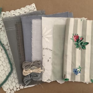 Slow stitch bundle - fabric & lace scrapbooking - vintage - mindful sewing - inspiration fabric journaling