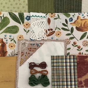 Slow stitch bundle - fabric & lace scrapbooking - vintage - mindful sewing - inspiration fabric journaling - slow stitching kit