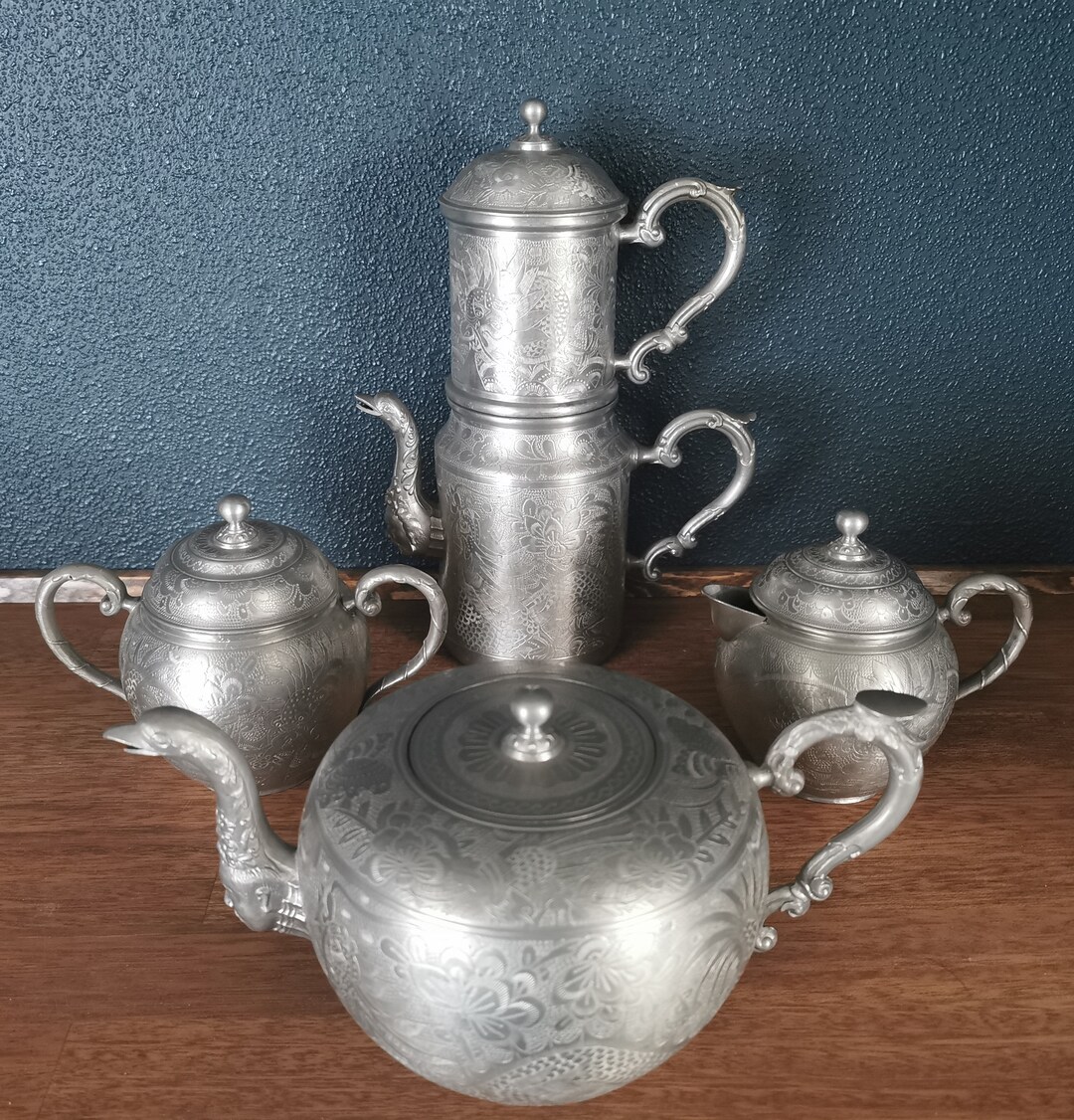 Kut Hing Swatow Pewter Tea Set Etsy