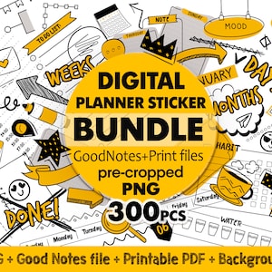 GoodNotes Planner Stickers Bundle: 300 Pre-Cropped PNG, SVG, PDF (Digital Download)