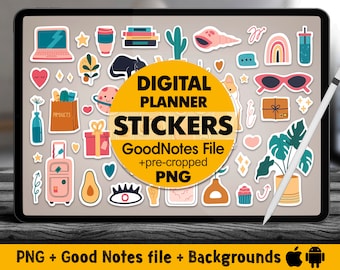 Goodnotes Digitale Aufkleber, Aufkleber Für Digitale Planer, Rosa Digitale Aufkleber, Frühling Sommer Digitale Aufkleber Png Vorgeschnitten