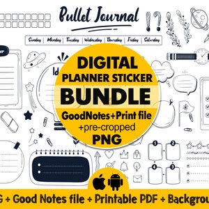 Digital Stickers Goodnotes, Pre Cropped Planner Stickers Digital Download, Digital Planner Stickers Png, Svg Cut Files, Printable Stickers