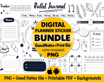Pegatinas digitales para Goodnotes, pegatinas precortadas para agendas (descarga digital), pegatinas digitales para agendas en formato PNG y SVG (archivos de corte), pegatinas imprimibles.