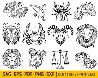 Ensemble SVG signes du zodiaque : icônes d'astrologie pour Cricut (fichiers numériques)