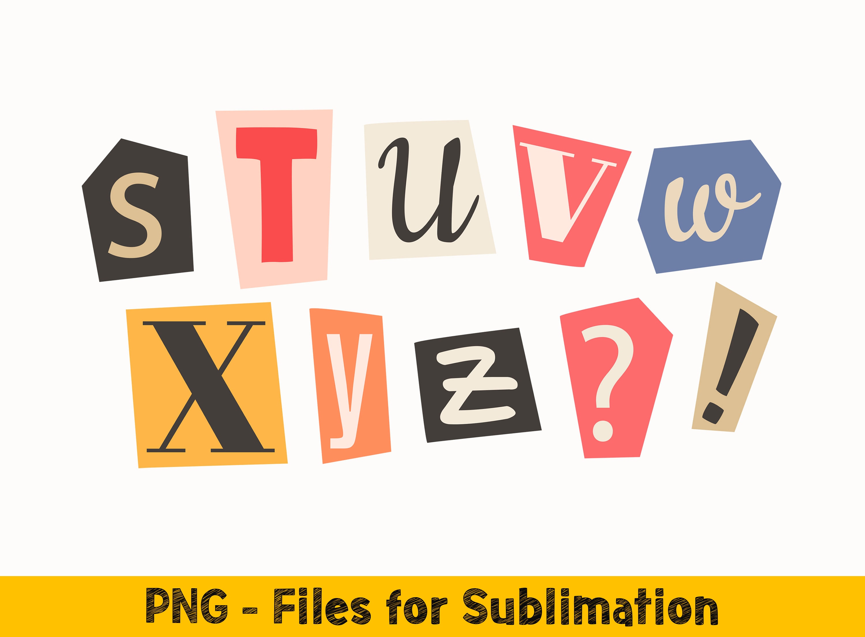 Svg Fonts for Cricut, Alphabet Svg Bundle, Cropped Magazine Letters Svg