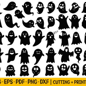 Cute Ghost Svg Bundle, Ghost Clipart Svg Files, Funny Halloween Svg For Cricut, Ghost Png Bundle, Cute Halloween Svg, Halloween Png Designs