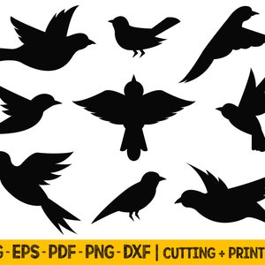 Fichiers Svg oiseau pour Cricut, vecteur Clipart oiseau, oiseaux Svg Bundle Cricut, oiseaux Silhouette Png, fichiers Svg découpés au Laser, dessins Svg simples