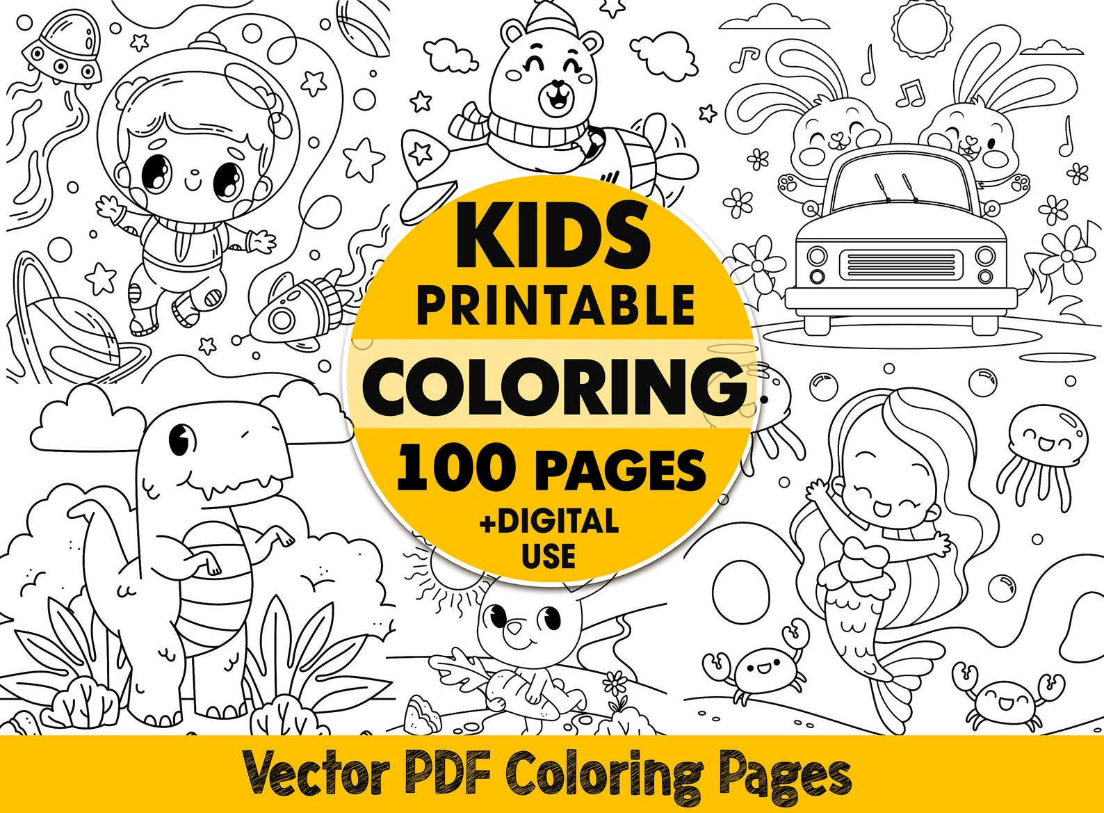 Coloring Pages For Kids Printable Digital Coloring Book Pdf Coloring 