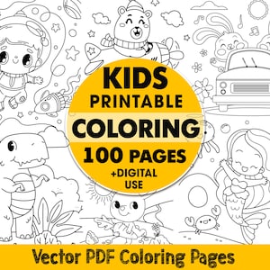 Kids Animal Coloring Pages: Printable Vector Art (PDF)