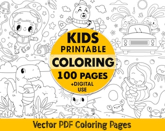 Kids Animal Coloring Pages: Printable Vector Art (PDF)