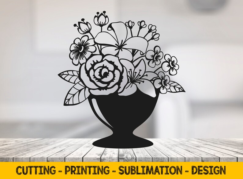 Flower Vase Svg Files for Cricut Flower Silhouette Svg Cut Etsy Canada