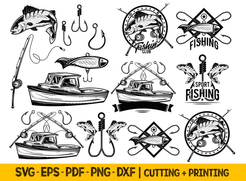 Fishing Svg Files for Cricut, Fish Svg Bundle Cut Files, Laser Cut