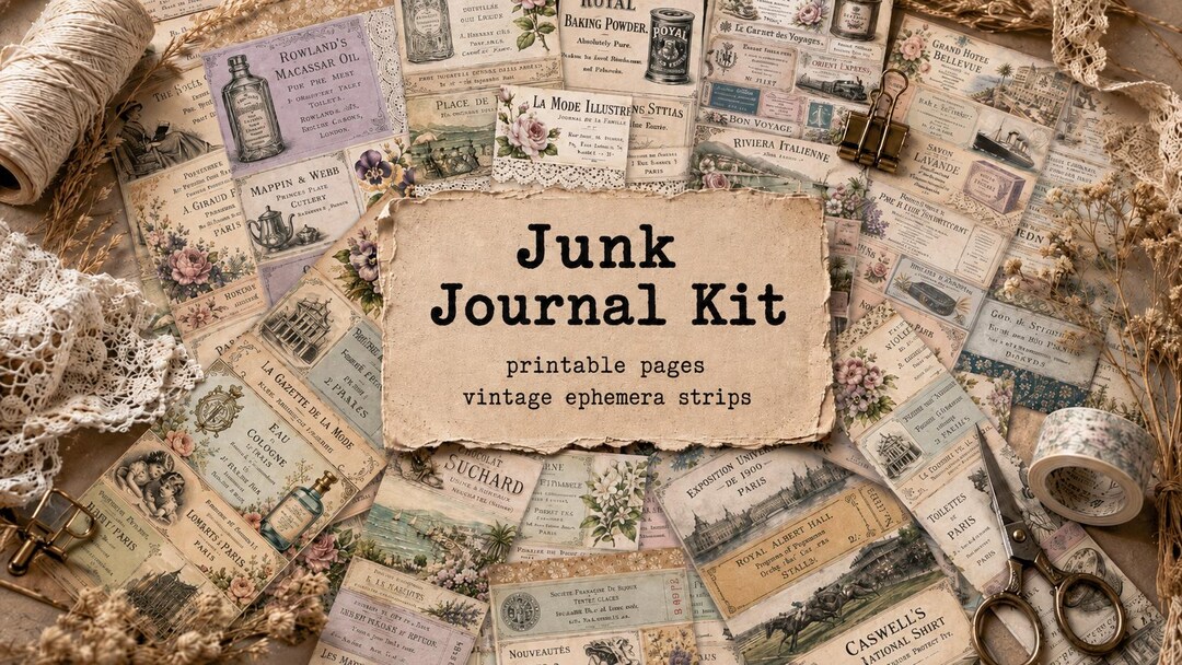 Digital Ephemera Junk Journal Kit, Printable Vintage Ephemera Kit ...