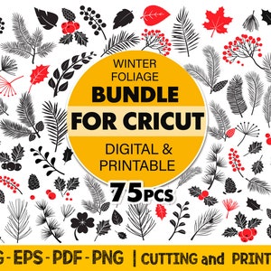 Fichier coupé Svg feuillage hiver, hiver des cliparts épinette Svg, gui Svg Noël Clipart, hiver arbre à feuilles persistantes, épinette Svg