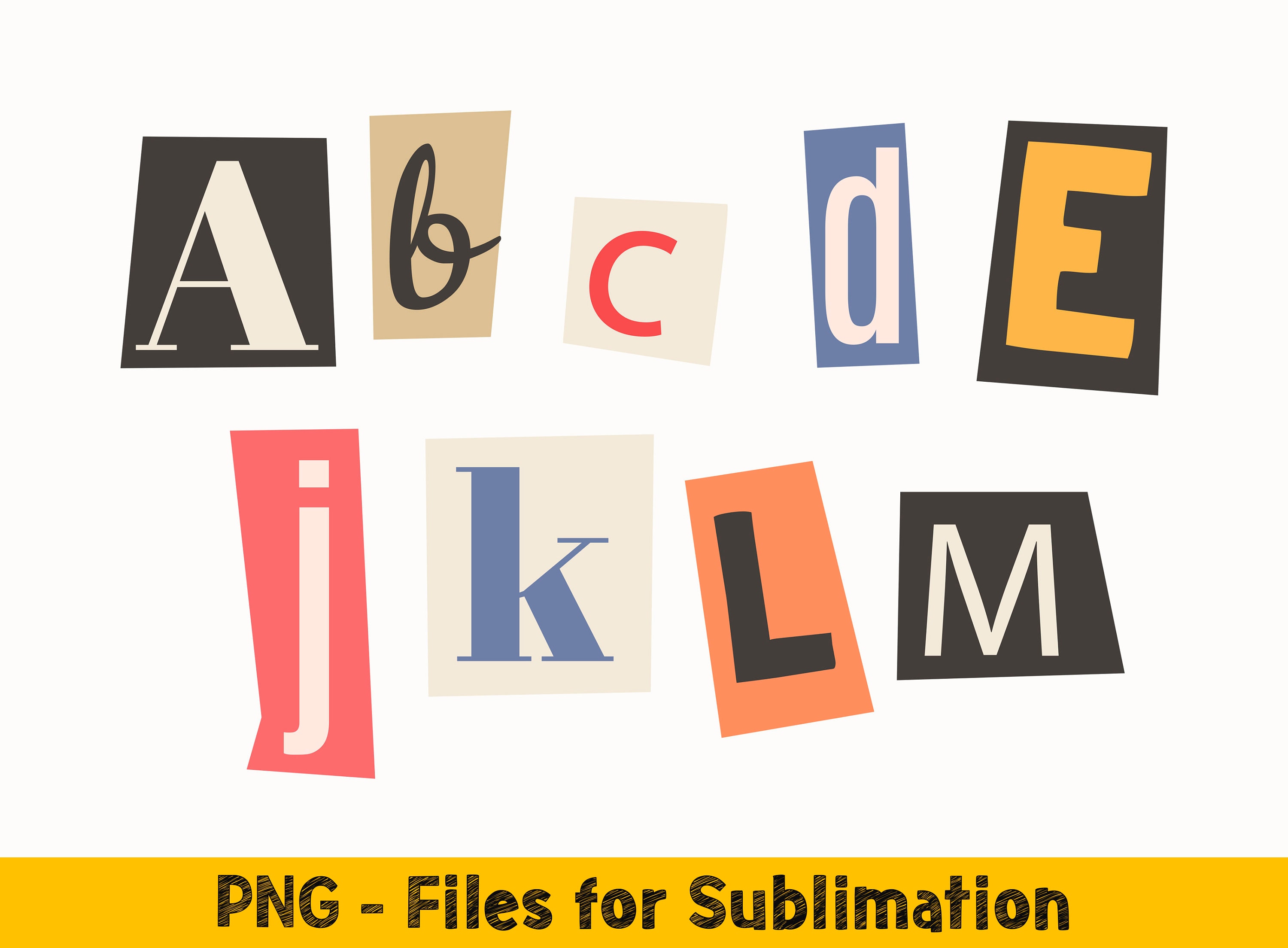 Svg Fonts for Cricut, Alphabet Svg Bundle, Cropped Magazine Letters Svg