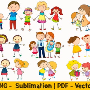 Kinder Clipart Png Bundle Vorlage Pdf, Familie Png Dateien für Sublimationsdesign, Kinder Clipart Png Designs, Kinder Png Bundle für Sublimation