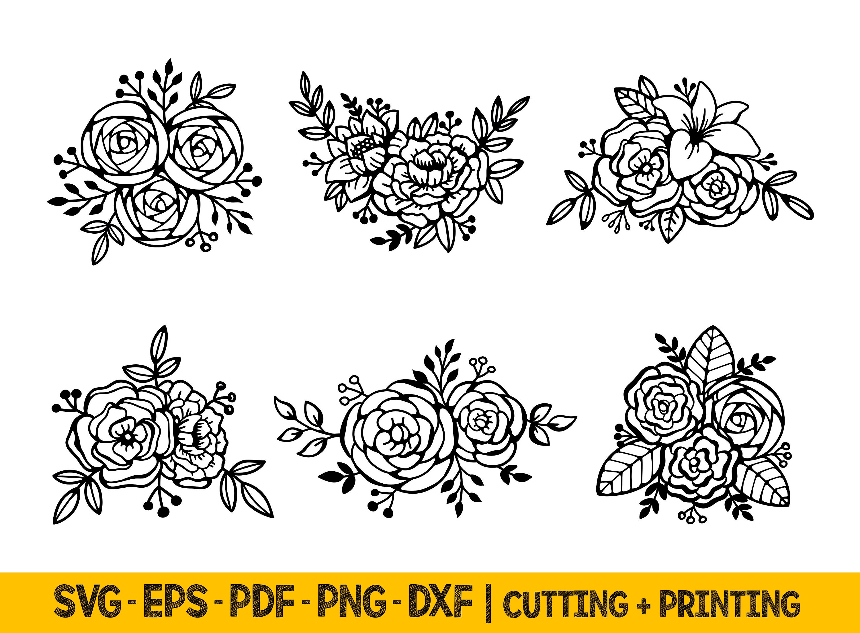 Flower Svg Bundle Floral Svg for Cricut Flower Border Svg - Etsy