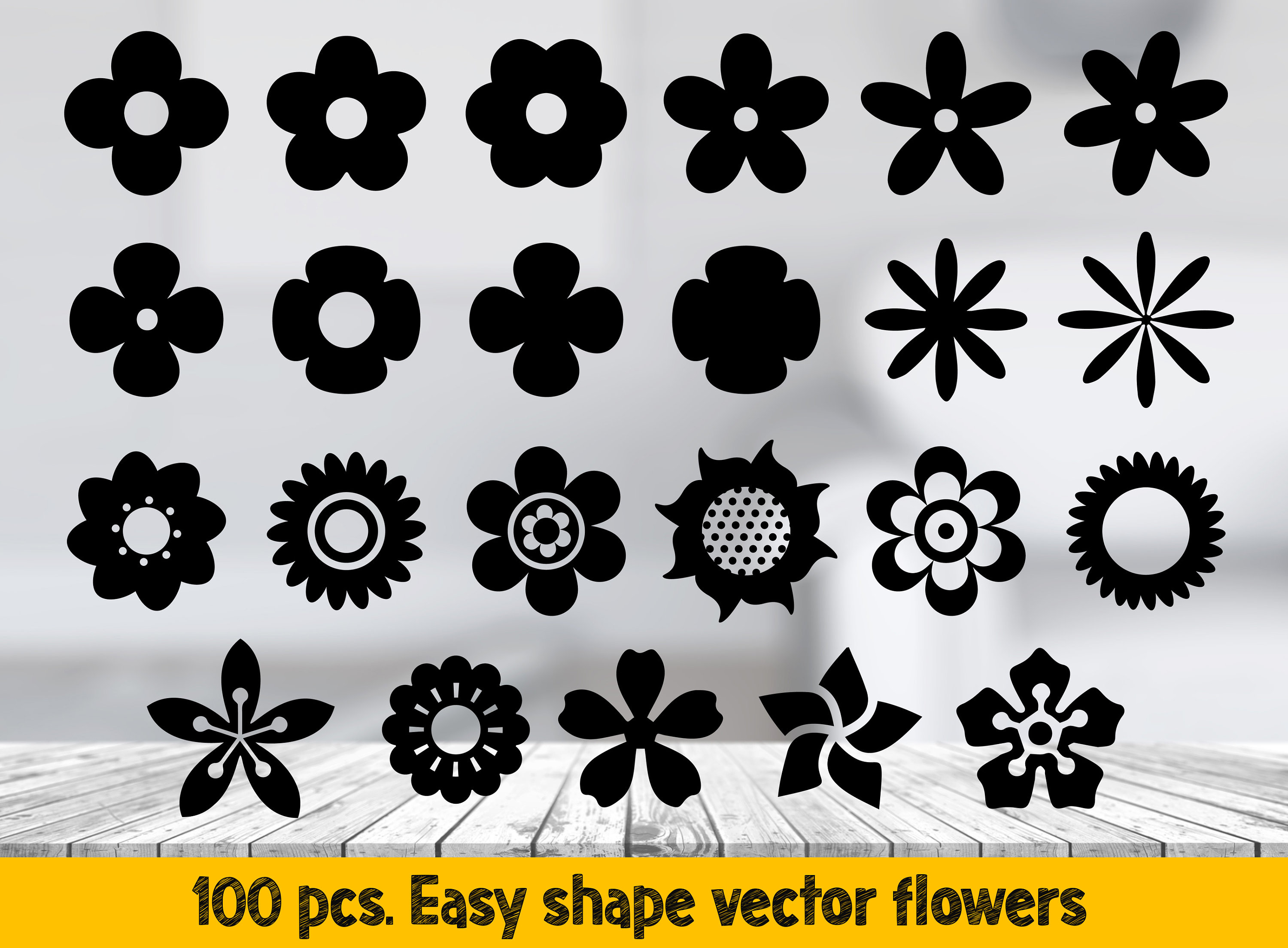 Simple Flower Svg Bundle Daisy Svg Cut File Boho Flowers Svg Etsy