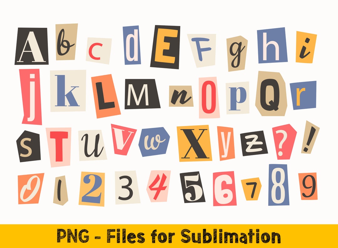 Svg Fonts for Cricut, Alphabet Svg Bundle, Cropped Magazine Letters Svg