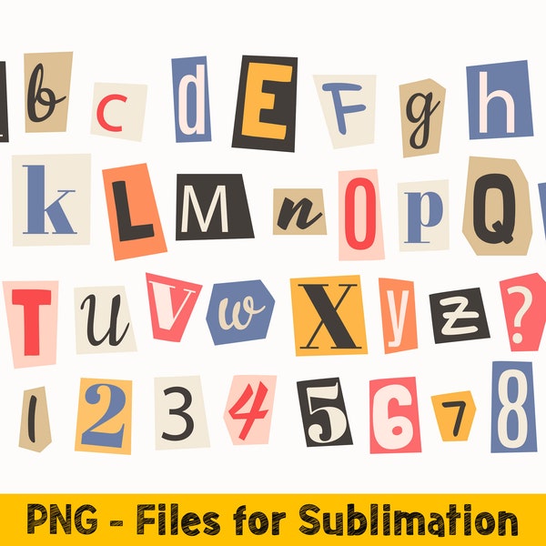 SVG-Schriftarten für Cricut, Alphabet-Svg-Bundle, zugeschnittene Magazinbuchstaben-Svg-Dateien, bunte Buchstaben-Png-Dateien für Sublimationsdesigns Clipart