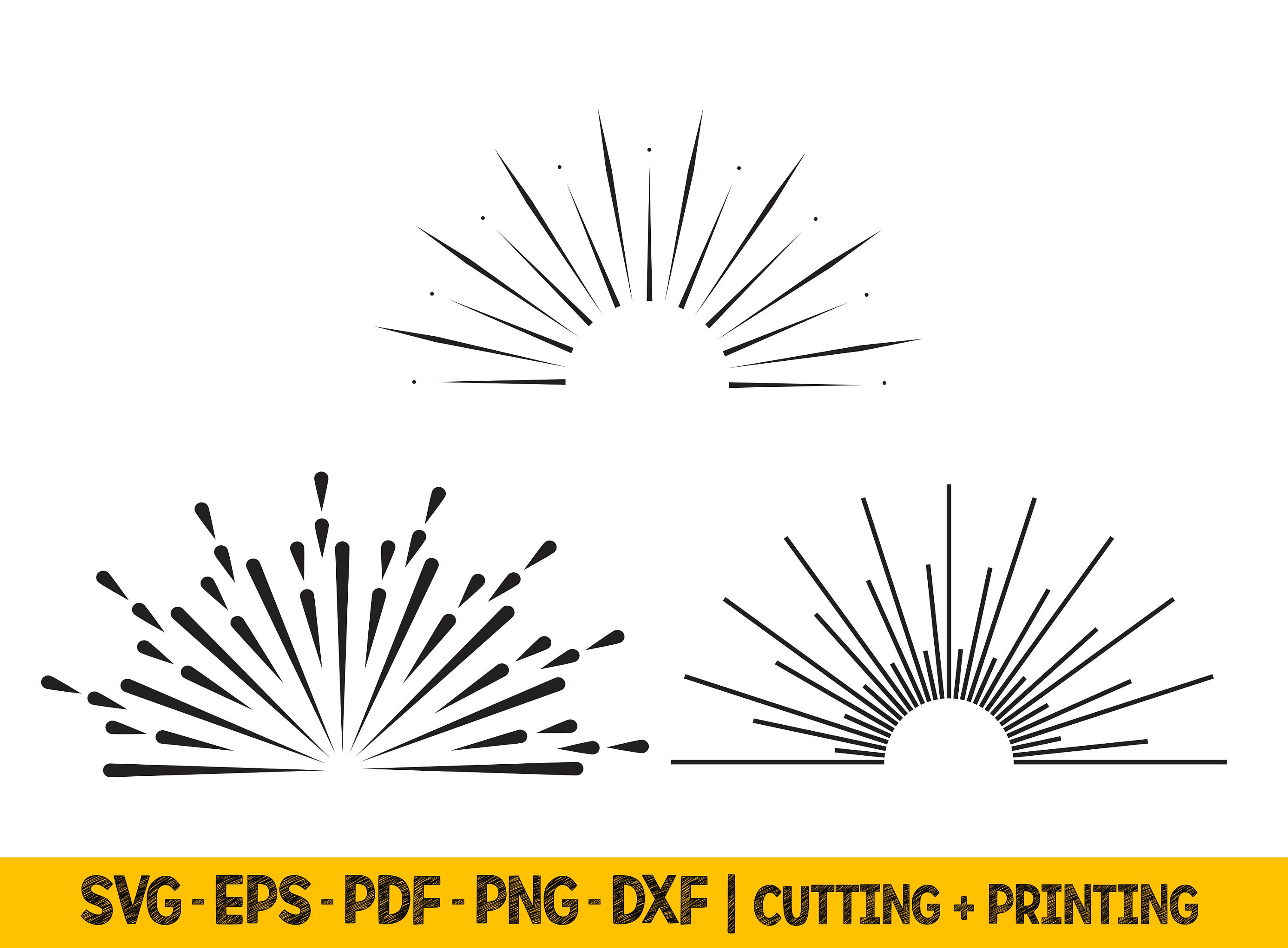 Sunshine Svg Cut Files, Sun Rays Svg Files for Cricut, Half Sun Svg Cut