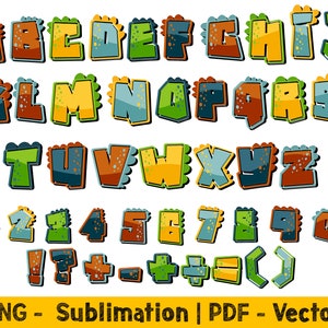 Doodle Letters Png For Sublimation, Digital Alphabet Png Designs For Kids, Dinosaur Font Bundle, Dinosaur Alphabet Png Letters And Numbers