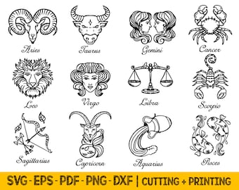 Zodiac Sign SVG Icons: Astrology Bundle for Cricut (Digital Download)