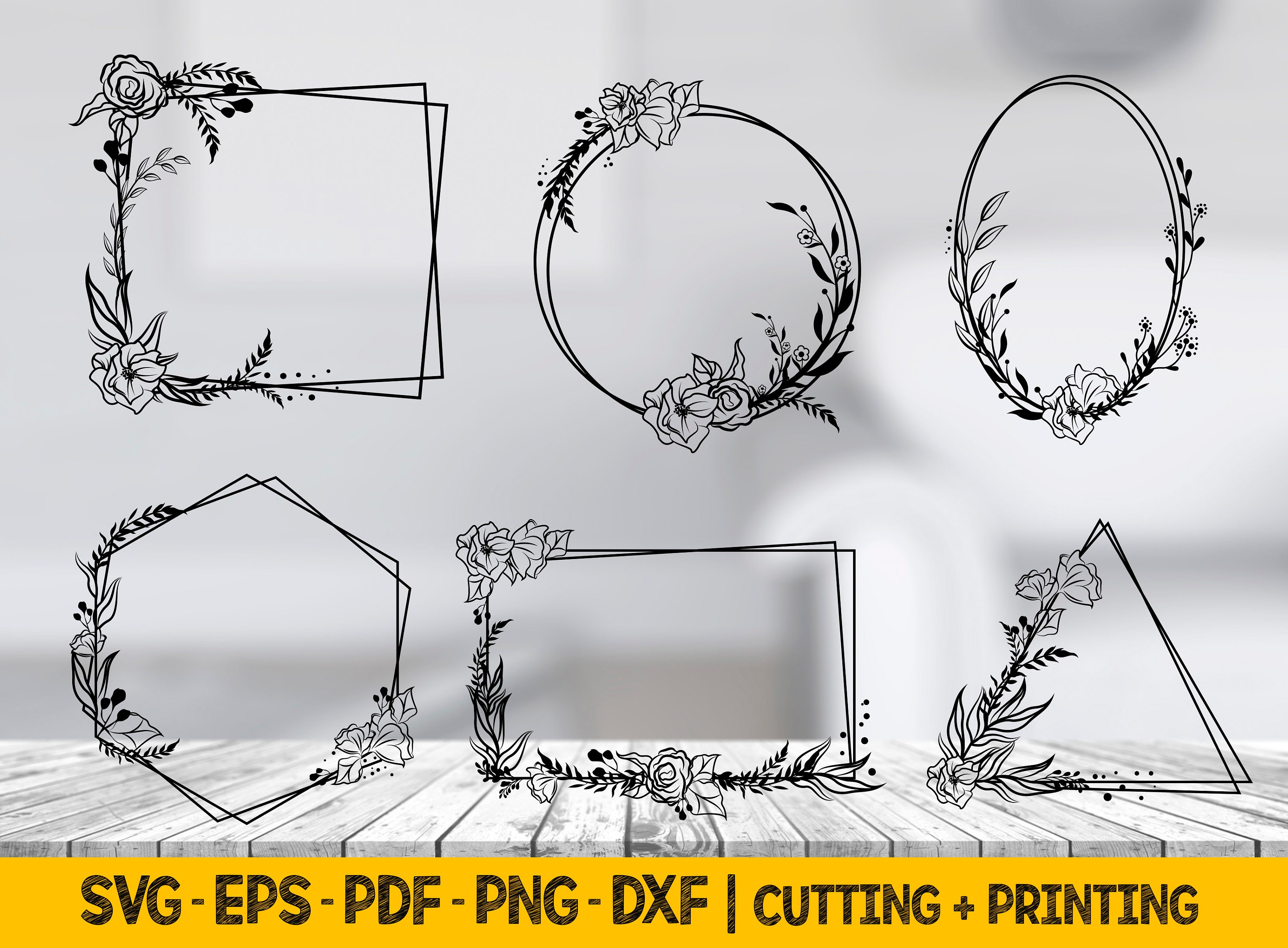 Floral Frame Svg Flower Svg Files for Cricut Flower Border Etsy Canada