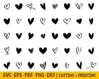 Hand Drawn Heart SVG Bundle: Valentine's Day Cricut Files (Digital Download)