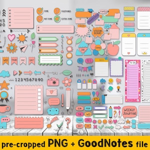 DIGITAL USE: Open the GoodNotes file and copy-paste the stickers into your note; or open the PNG files folder and just drag and drop the PNG sticker into your note.