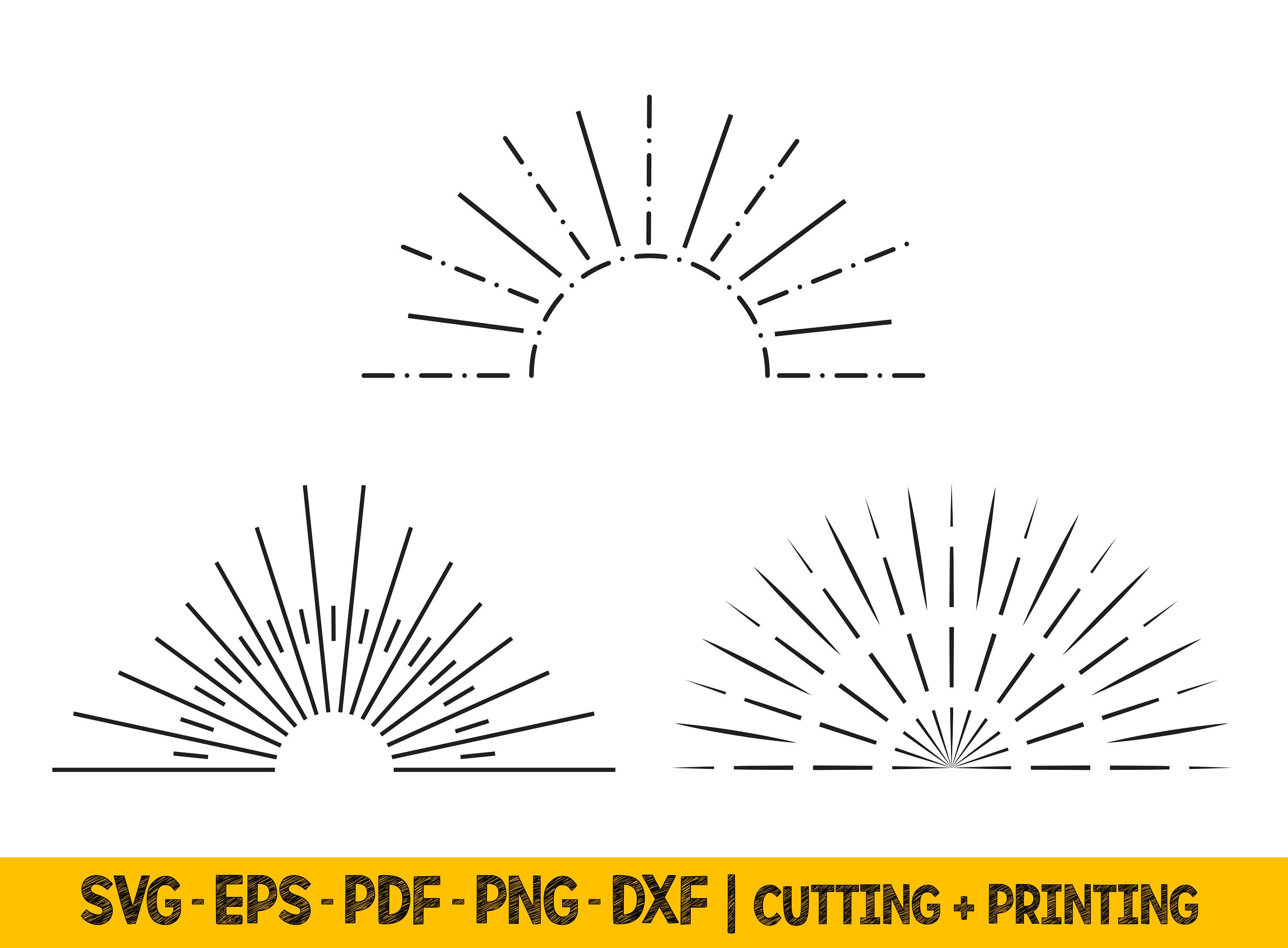 Sunshine Svg Cut Files, Sun Rays Svg Files for Cricut, Half Sun Svg Cut